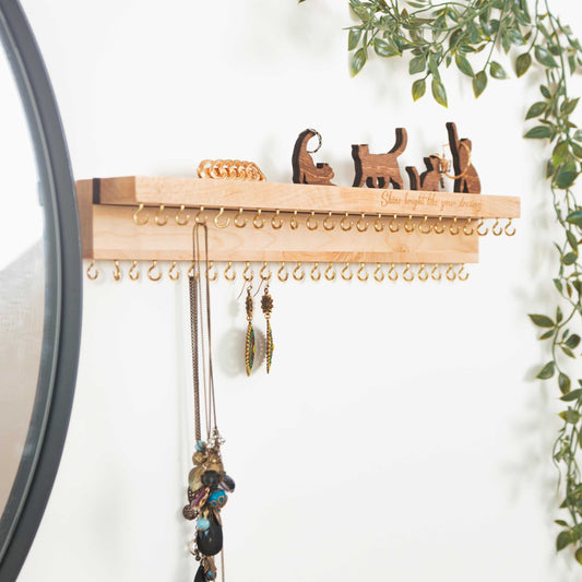 Organisateur de Bijoux Mural en Bois Naturel