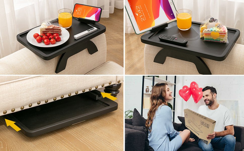 Table d'appoint en bois pour accoudoir de canapé