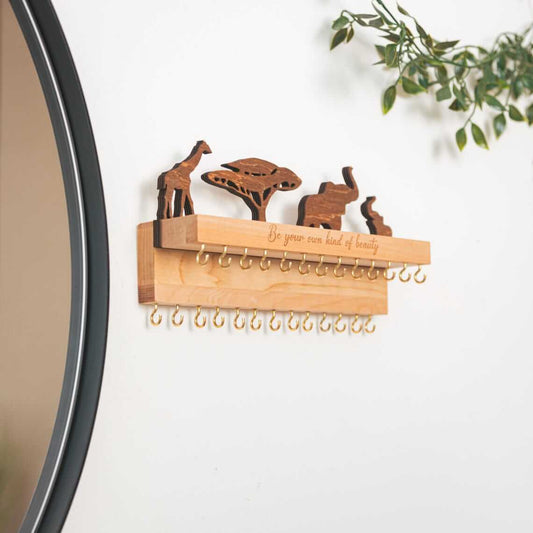 Organisateur de Bijoux Mural en Bois Naturel